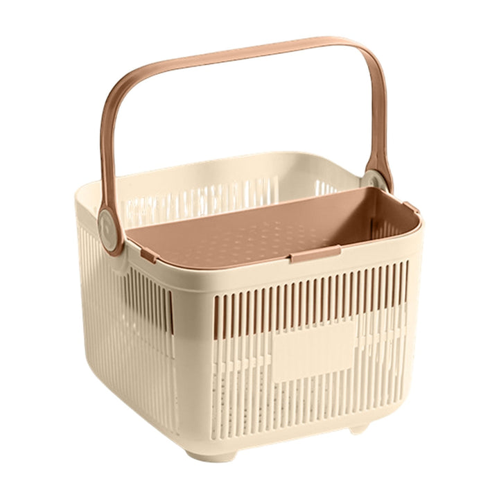 Translation missing: en.Kdkad Shower Caddy with Dry Wet Separation - Portable PP Plastic Bath Tote for College Dorms, Large Bathroom Organizer Basket with Drain Holes &amp; Rust-Free Hooks 9.4×6.7 in Gray