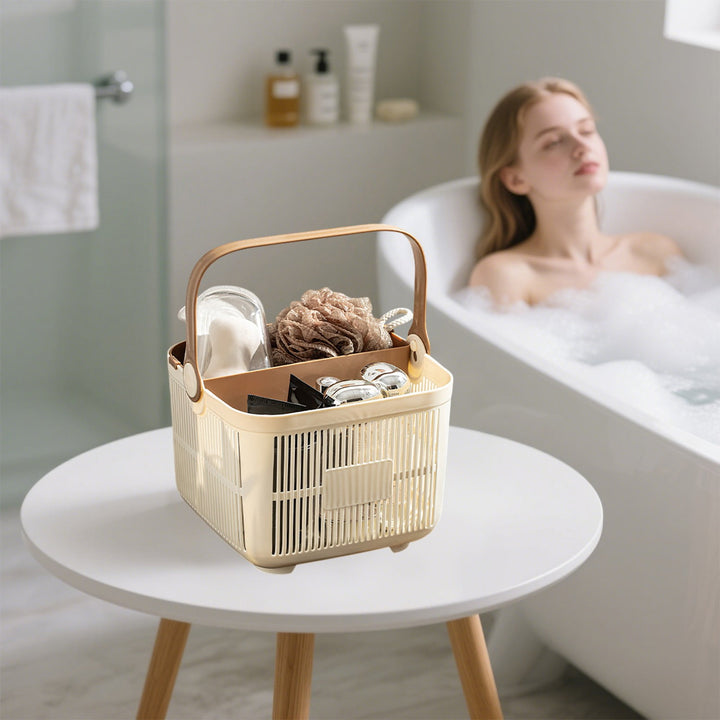 Translation missing: en.Kdkad Shower Caddy with Dry Wet Separation - Portable PP Plastic Bath Tote for College Dorms, Large Bathroom Organizer Basket with Drain Holes &amp; Rust-Free Hooks 9.4×6.7 in Gray
