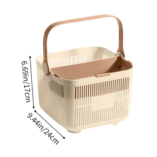 Translation missing: en.Kdkad Shower Caddy with Dry Wet Separation - Portable PP Plastic Bath Tote for College Dorms, Large Bathroom Organizer Basket with Drain Holes &amp; Rust-Free Hooks 9.4×6.7 in Gray