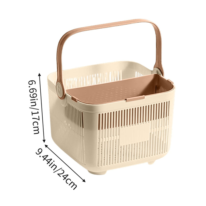 Translation missing: en.Kdkad Shower Caddy with Dry Wet Separation - Portable PP Plastic Bath Tote for College Dorms, Large Bathroom Organizer Basket with Drain Holes &amp; Rust-Free Hooks 9.4×6.7 in Gray