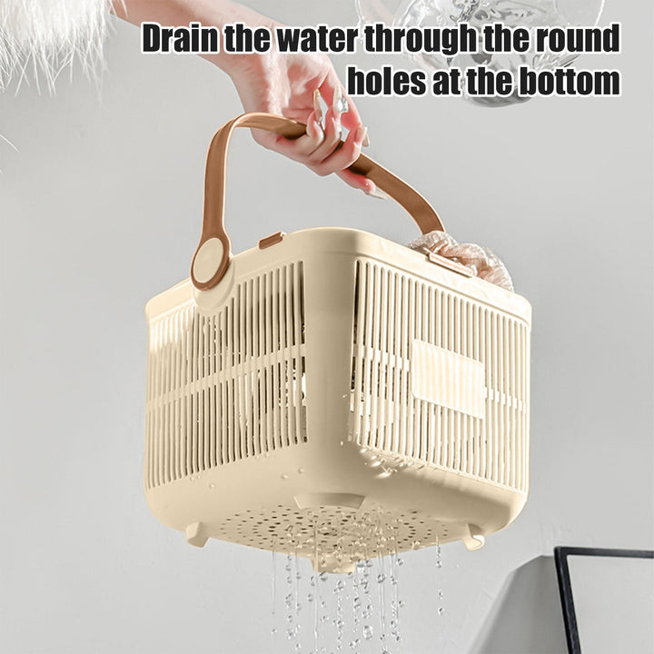 Translation missing: en.Kdkad Shower Caddy with Dry Wet Separation - Portable PP Plastic Bath Tote for College Dorms, Large Bathroom Organizer Basket with Drain Holes &amp; Rust-Free Hooks 9.4×6.7 in Gray