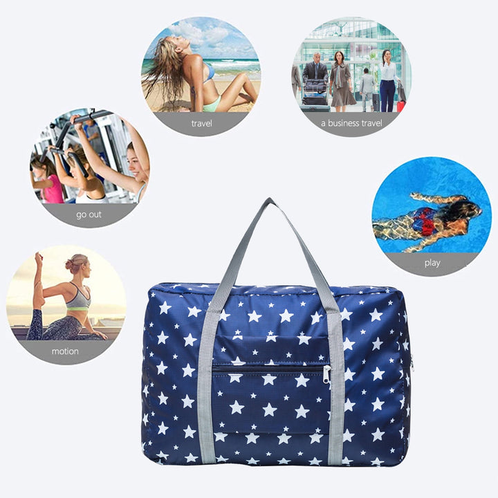 Translation missing: en.Kdkad Foldable Travel Duffel Bag, Tote Carry On Luggage Sport Duffle Weekend Overnight for Women and Girls, Gym Bag Waterproof Foldable Duffel Bag 19.1×5.8×9.8 in Dark Blue