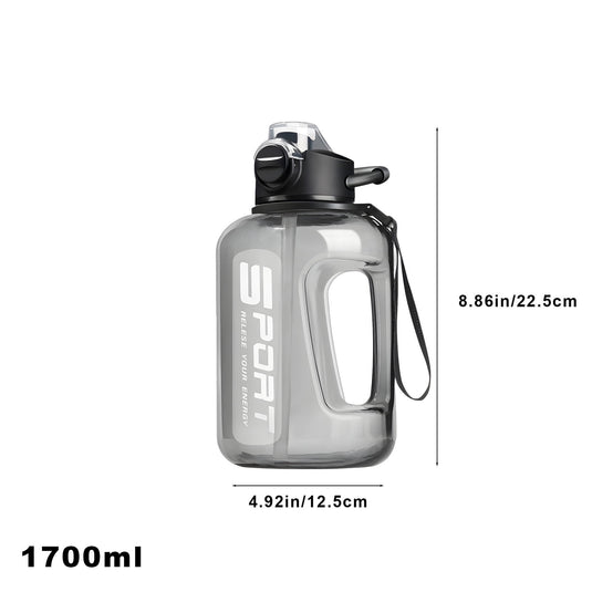 Translation missing: en.AYktou 58oz Water Bottle for All Day Hydration Big Water Bottle with Straw Measures Daily Gym Water Bottle with Handle Leakproof Sports Water Bottle for Gym Camping Outdoor(Black） Black-58oz