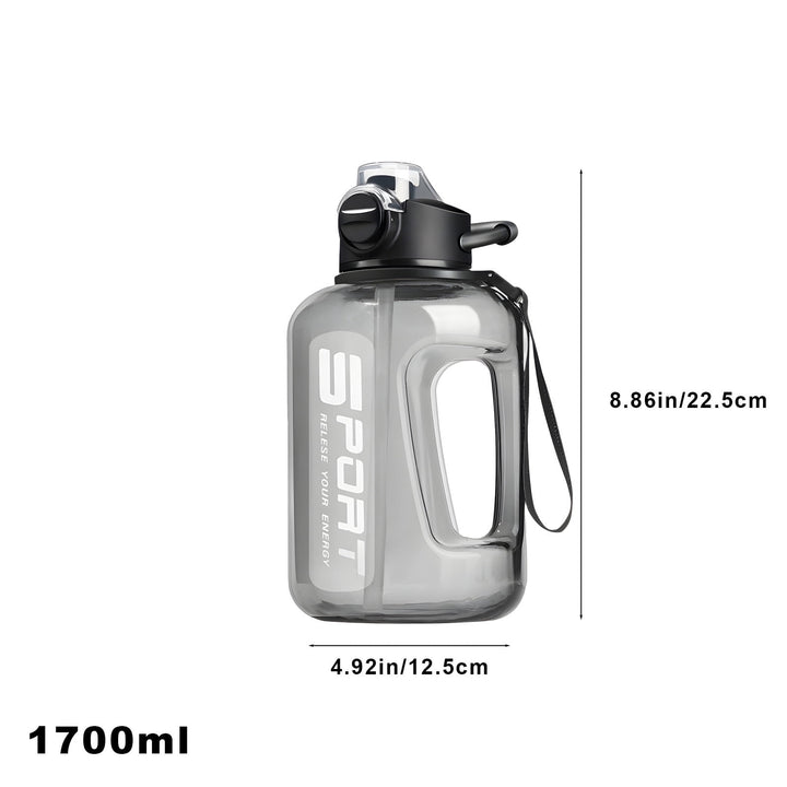 Translation missing: en.AYktou 58oz Water Bottle for All Day Hydration Big Water Bottle with Straw Measures Daily Gym Water Bottle with Handle Leakproof Sports Water Bottle for Gym Camping Outdoor(Black） Black-58oz