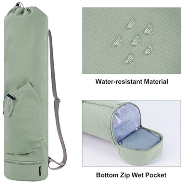 Translation missing: en.Yoga Mat Bag with Water Bottle Pocket and Bottom Wet Pocket, Exercise Yoga Mat Carrier Multi-Functional Storage Bag,（green）