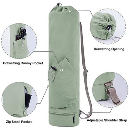 Translation missing: en.Yoga Mat Bag with Water Bottle Pocket and Bottom Wet Pocket, Exercise Yoga Mat Carrier Multi-Functional Storage Bag,（green）