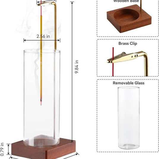 Translation missing: en.2 Pack Incense Holder for Sticks, Insence-Stick Holder Ash Catcher with Removable Glass [Anti-Ash Flying], Mess-Free Incense Burner, Perfect for Meditation Yoga Relaxation, Home Decor