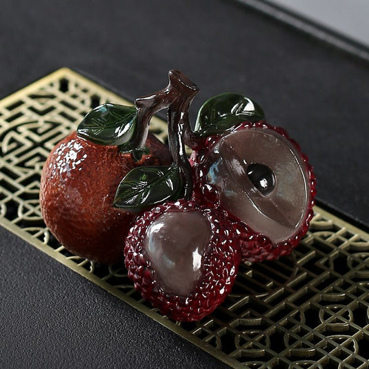 Translation missing: en.Tea Pet lychee Figurine, Color Changing Teapet for Desk Decoration, Cute Kungfu Tea Ornament Accessories with Feng Shui Good Luck Charm, for Tea Lover Friends