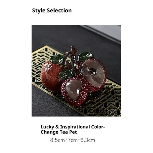 Translation missing: en.Tea Pet lychee Figurine, Color Changing Teapet for Desk Decoration, Cute Kungfu Tea Ornament Accessories with Feng Shui Good Luck Charm, for Tea Lover Friends
