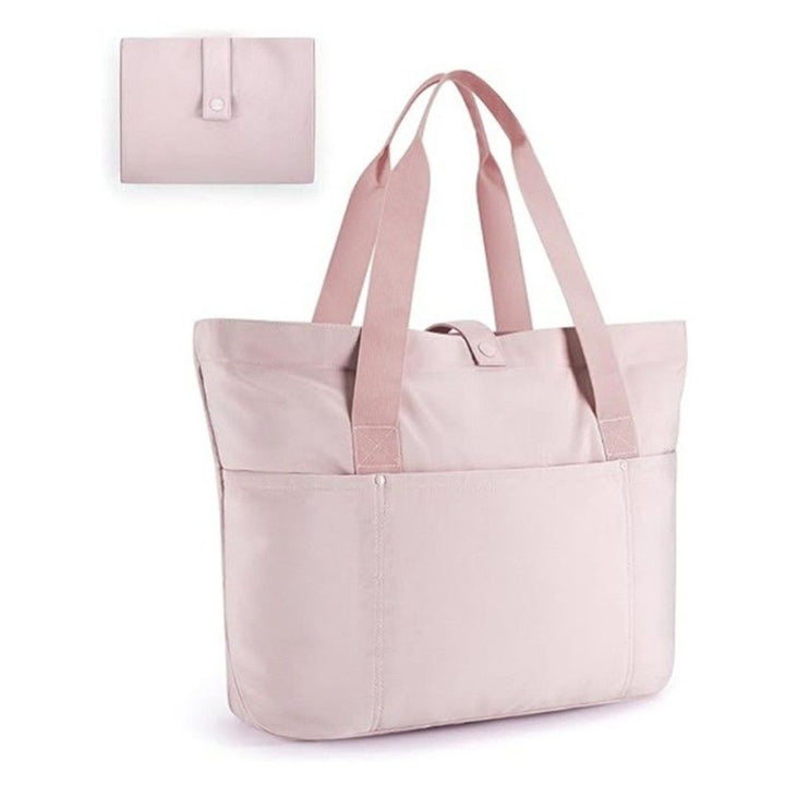 Translation missing: en.Tote Bag for Women, Foldable Tote Bag With Zipper Travel Large Shoulder Bag Handbag for Work (lotus root color)