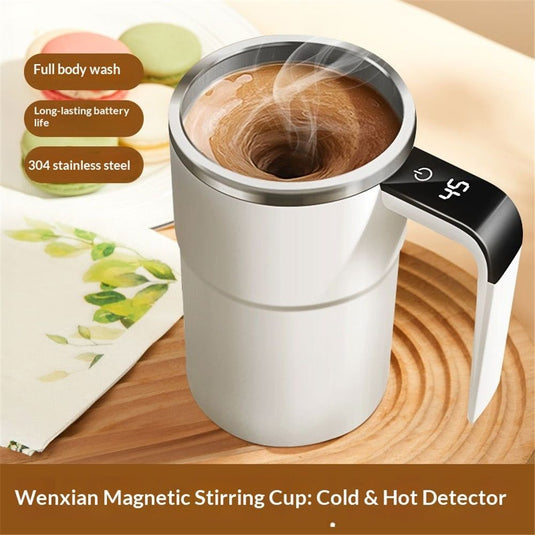 Translation missing: en.Automatic Magnetic Stirring Coffee Mug with Temperature Display, Rechargeable Self Mixing Cup for Milk Tea, Magnetic Mixing Cup with Lid, Stainless Steel Material Suitable for Coffee, Milk (White)