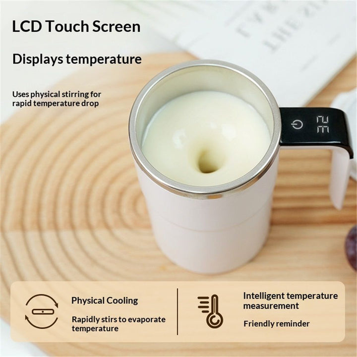 Translation missing: en.Automatic Magnetic Stirring Coffee Mug with Temperature Display, Rechargeable Self Mixing Cup for Milk Tea, Magnetic Mixing Cup with Lid, Stainless Steel Material Suitable for Coffee, Milk (White)