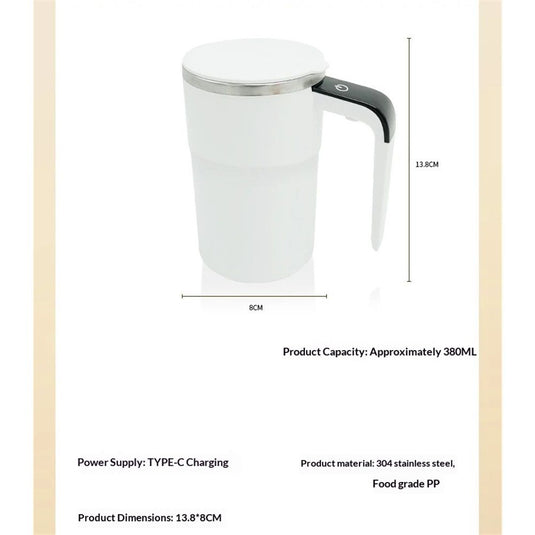 Translation missing: en.Automatic Magnetic Stirring Coffee Mug with Temperature Display, Rechargeable Self Mixing Cup for Milk Tea, Magnetic Mixing Cup with Lid, Stainless Steel Material Suitable for Coffee, Milk (White)
