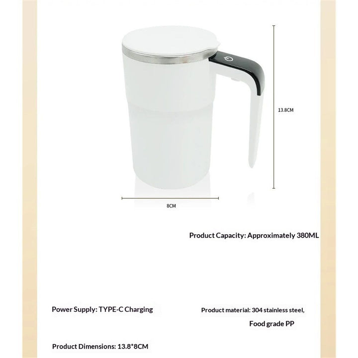Translation missing: en.Automatic Magnetic Stirring Coffee Mug with Temperature Display, Rechargeable Self Mixing Cup for Milk Tea, Magnetic Mixing Cup with Lid, Stainless Steel Material Suitable for Coffee, Milk (White)