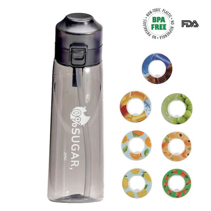 Translation missing: en.0 Sugar 0 Calorie Scented Water Bottle Transparent black 7 rings