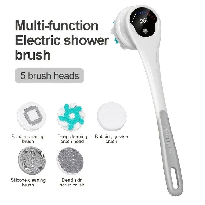 Translation missing: en.Multi-Function Electric Body Brush: 360° Rotation, Auto-Cleaning, 5 Brush Heads, 3-Speed Adjustment, Wet &amp; Dry Use for Home Spa Experience.pink