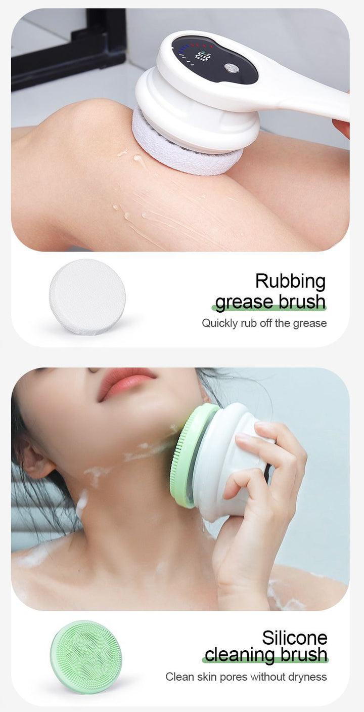 Translation missing: en.Multi-Function Electric Body Brush: 360° Rotation, Auto-Cleaning, 5 Brush Heads, 3-Speed Adjustment, Wet &amp; Dry Use for Home Spa Experience.GREY
