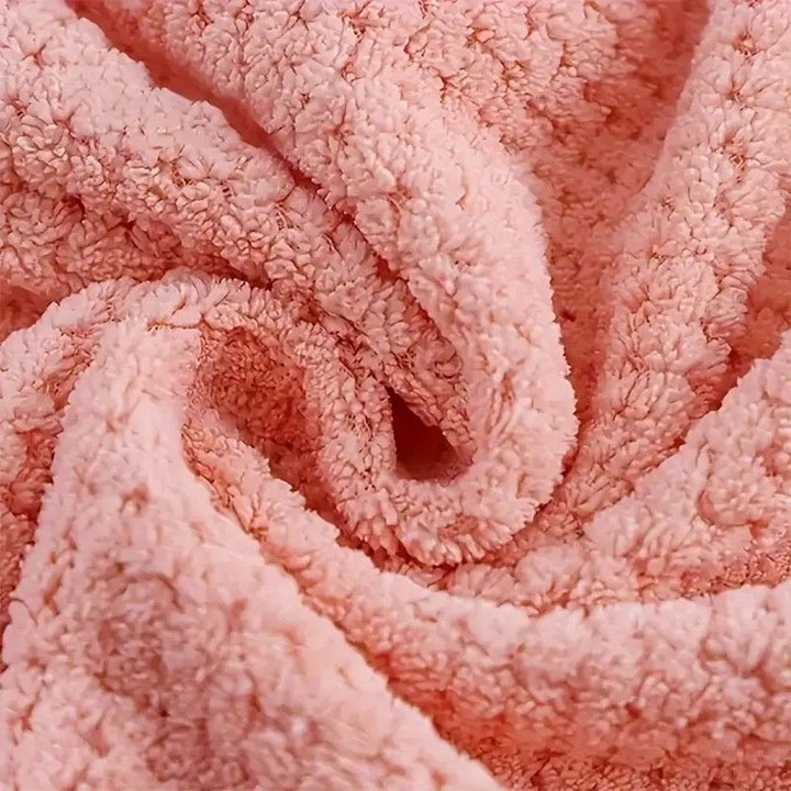 Translation missing: en.Women's Coral Fleece Pineapple Grid Two-Piece Set | Cloud-Like Touch Adjustable Bath Robe + Hair Towel, Adjustable Tie Belt, Suitable for Daily Home Use(Qingxin powder)