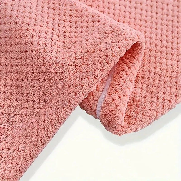 Translation missing: en.Women's Coral Fleece Pineapple Grid Two-Piece Set | Cloud-Like Touch Adjustable Bath Robe + Hair Towel, Adjustable Tie Belt, Suitable for Daily Home Use(Qingxin powder)