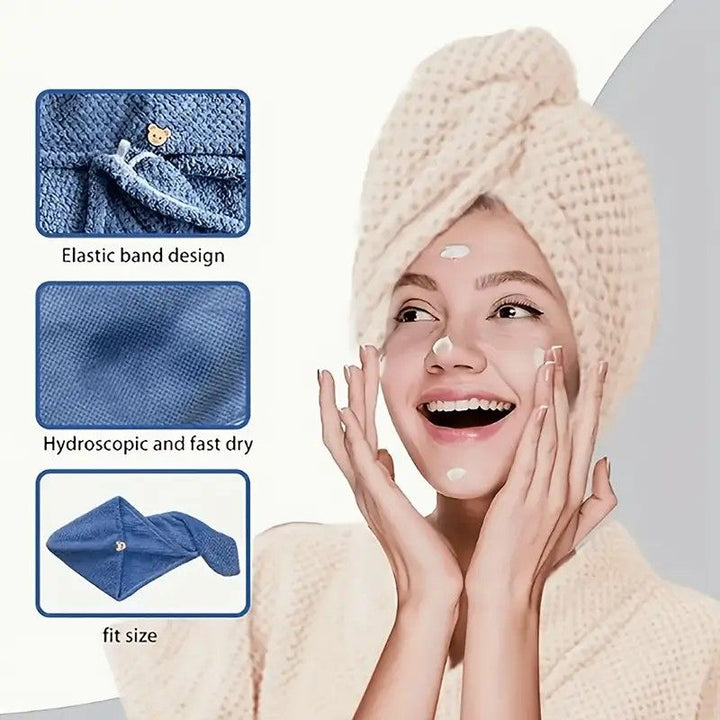 Translation missing: en.Women's Coral Fleece Pineapple Grid Two-Piece Set | Cloud-Like Touch Adjustable Bath Robe + Hair Towel, Adjustable Tie Belt, Suitable for Daily Home Use(Red bean paste purple)