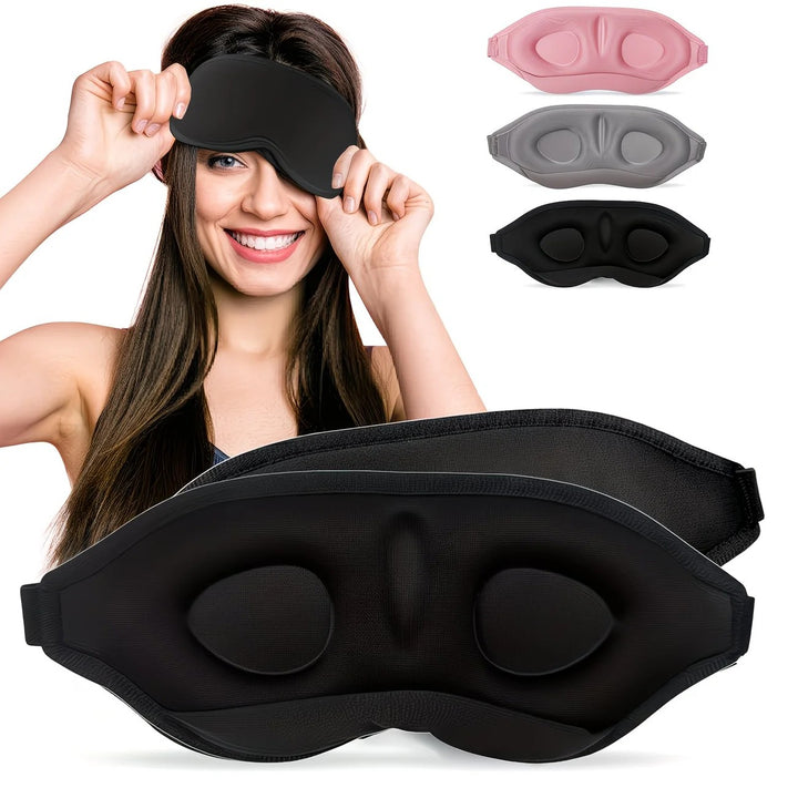Translation missing: en.3PCS 3D Sleep Mask with Nose Rest, Designed for Side Sleepers, Total Blackout 3D Sleep Mask, Unisex, Night Eye Cover, Soft &amp; Breathable Eye Mask, Zero-Pressure Relaxing Sleep Mask for Night Use (Black)