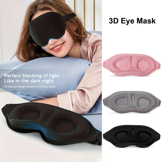 Translation missing: en.3PCS 3D Sleep Mask with Nose Rest, Designed for Side Sleepers, Total Blackout 3D Sleep Mask, Unisex, Night Eye Cover, Soft &amp; Breathable Eye Mask, Zero-Pressure Relaxing Sleep Mask for Night Use (Black)