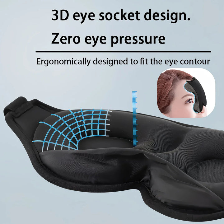 Translation missing: en.3PCS 3D Sleep Mask with Nose Rest, Designed for Side Sleepers, Total Blackout 3D Sleep Mask, Unisex, Night Eye Cover, Soft &amp; Breathable Eye Mask, Zero-Pressure Relaxing Sleep Mask for Night Use (Black)