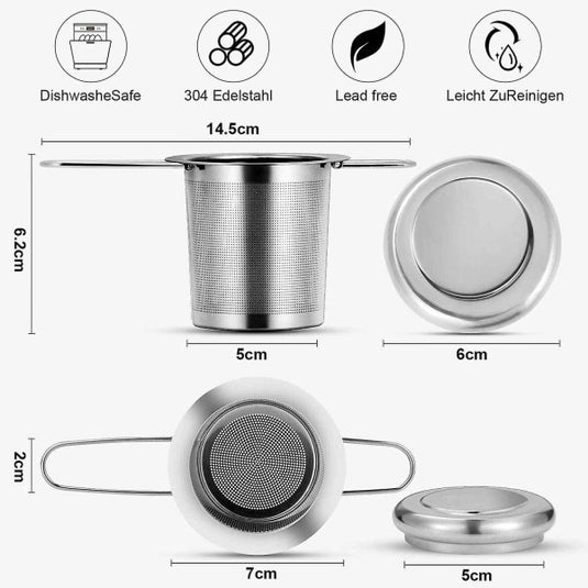 Translation missing: en.Tea filter, stainless steel tea strainer, tea strainer, tea infuser Tea strainer with lock, tea filter with fine holes, foldable handle design Suitable for