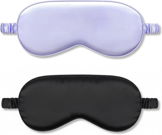 Translation missing: en.2Pack Silk Sleep Mask, Eye Mask for Sleeping,Elastic Blackout Eye Mask &amp; Blindfold for Full Night's Sleep,Travel and Nap(Black+Purple)