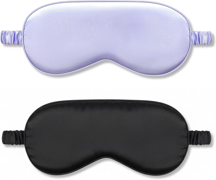 Translation missing: en.2Pack Silk Sleep Mask, Eye Mask for Sleeping,Elastic Blackout Eye Mask &amp; Blindfold for Full Night's Sleep,Travel and Nap(Black+Purple)