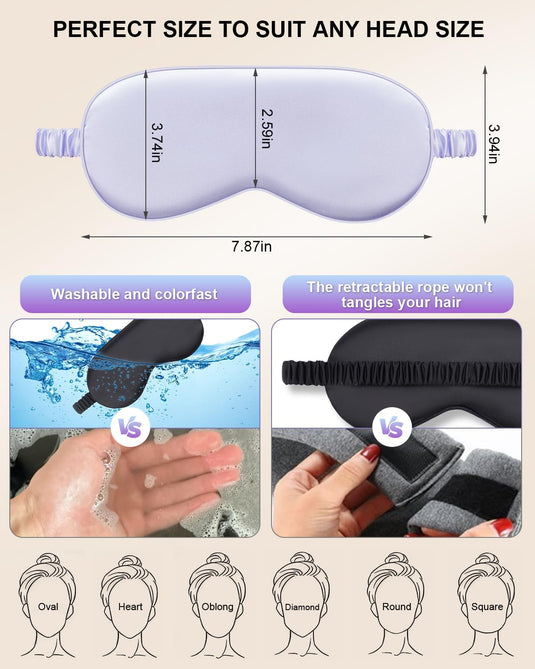 Translation missing: en.2Pack Silk Sleep Mask, Eye Mask for Sleeping,Elastic Blackout Eye Mask &amp; Blindfold for Full Night's Sleep,Travel and Nap(Black+Purple)