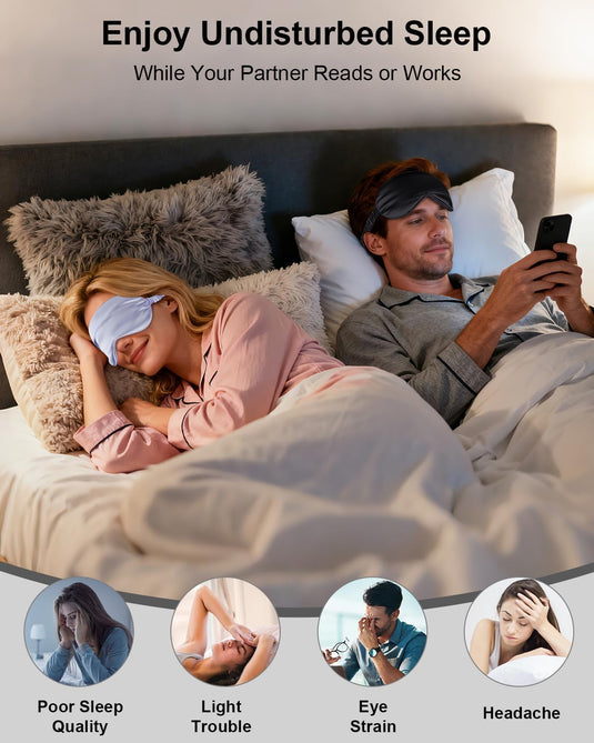 Translation missing: en.2Pack Silk Sleep Mask, Eye Mask for Sleeping,Elastic Blackout Eye Mask &amp; Blindfold for Full Night's Sleep,Travel and Nap(Black+Purple)