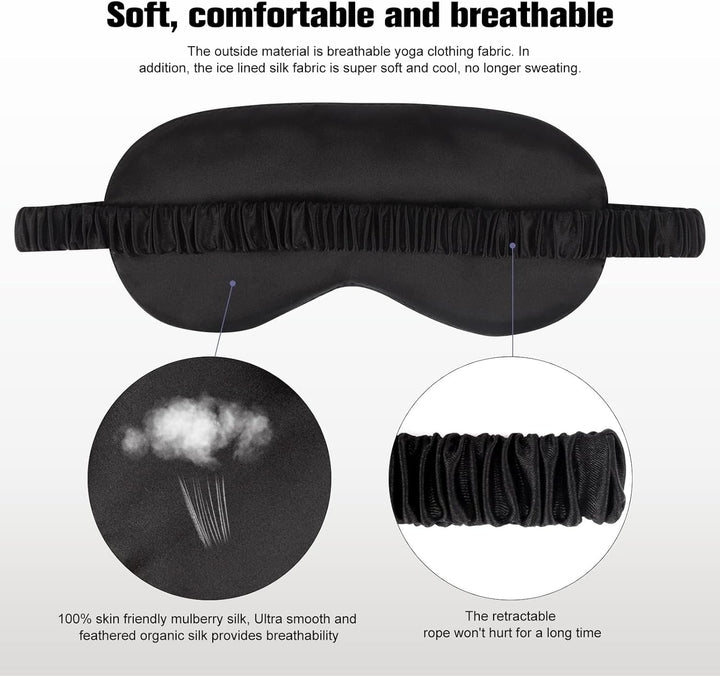 Translation missing: en.2Pack Silk Sleep Mask, Eye Mask for Sleeping,Elastic Blackout Eye Mask &amp; Blindfold for Full Night's Sleep,Travel and Nap(Black+Purple)
