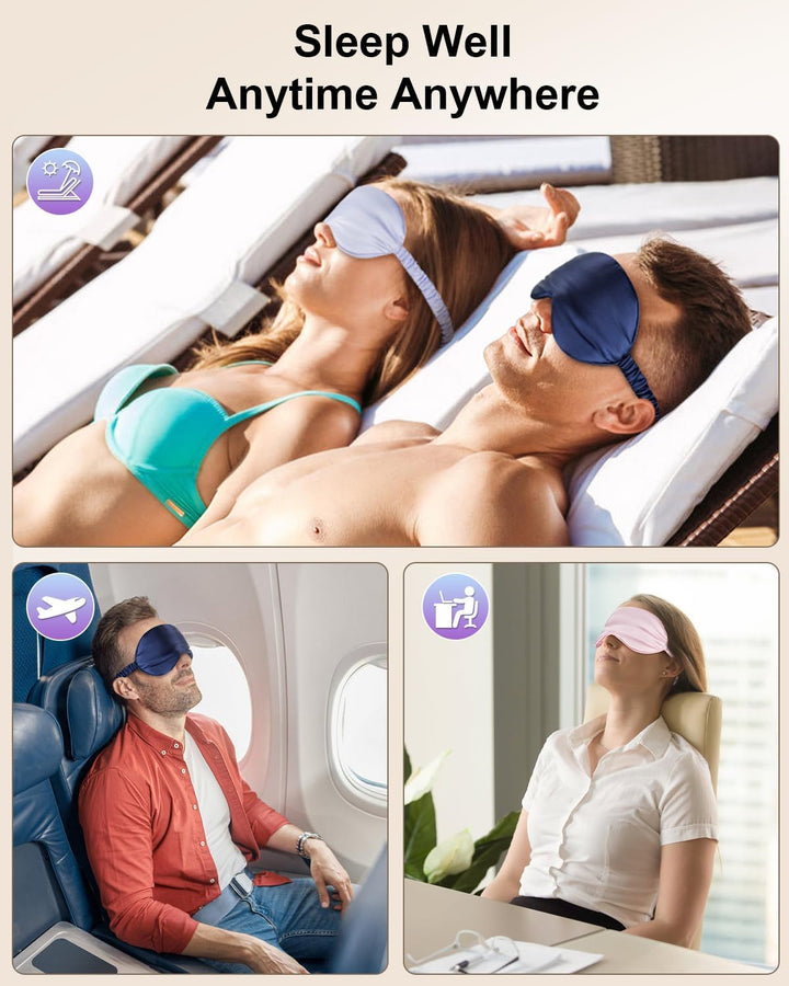 Translation missing: en.2Pack Silk Sleep Mask, Eye Mask for Sleeping,Elastic Blackout Eye Mask &amp; Blindfold for Full Night's Sleep,Travel and Nap(Black+Purple)