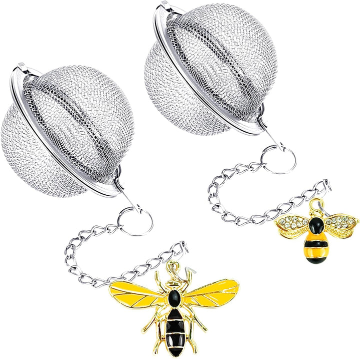Translation missing: en.Stainless Steel Mesh Tea Infuser, 2.1 inch Tea Ball with Honey Bee Pendant Tea Strainer Tea Diffuser Tea Steeper for Filtering Tea,Tea Infusers for Loose Tea (Bee, 2PC)