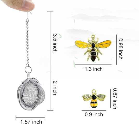 Translation missing: en.Stainless Steel Mesh Tea Infuser, 2.1 inch Tea Ball with Honey Bee Pendant Tea Strainer Tea Diffuser Tea Steeper for Filtering Tea,Tea Infusers for Loose Tea (Bee, 2PC)