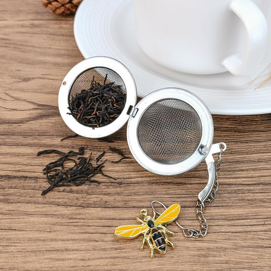 Translation missing: en.Stainless Steel Mesh Tea Infuser, 2.1 inch Tea Ball with Honey Bee Pendant Tea Strainer Tea Diffuser Tea Steeper for Filtering Tea,Tea Infusers for Loose Tea (Bee, 2PC)