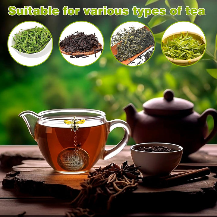 Translation missing: en.Stainless Steel Mesh Tea Infuser, 2.1 inch Tea Ball with Honey Bee Pendant Tea Strainer Tea Diffuser Tea Steeper for Filtering Tea,Tea Infusers for Loose Tea (Bee, 2PC)