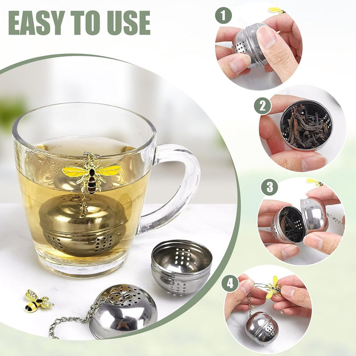 Translation missing: en.2Pcs Stainless Steel Mesh Tea Infuser, 2.1 inch Tea Infuser Ball with Cute Honey Bee Pendant,Tea Strainer Tea Diffuser Tea Steeper for Filtering Tea,Tea Infusers for Loose Tea