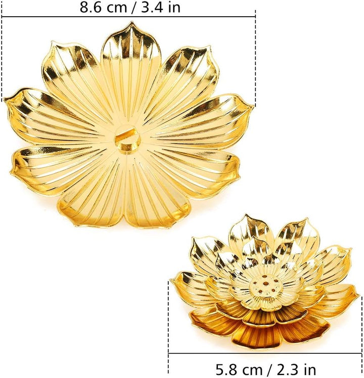 Translation missing: en.Zinc Alloy Incense Holder, Lotus Stick Incense Burner, Incense Holder for Stick/Coil/Cone Incense with Ash Catcher, Gold