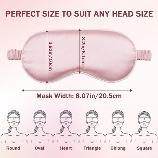 Translation missing: en.Silk Sleep Mask Set of 2, Adjustable Silk Eye Mask for Sleeping, Soft Sleeping Eye Shade Cover for Women, Good for Blocking Light, Reducing Puffiness, Enhancing Sleep Quality (Pink &amp; Black)