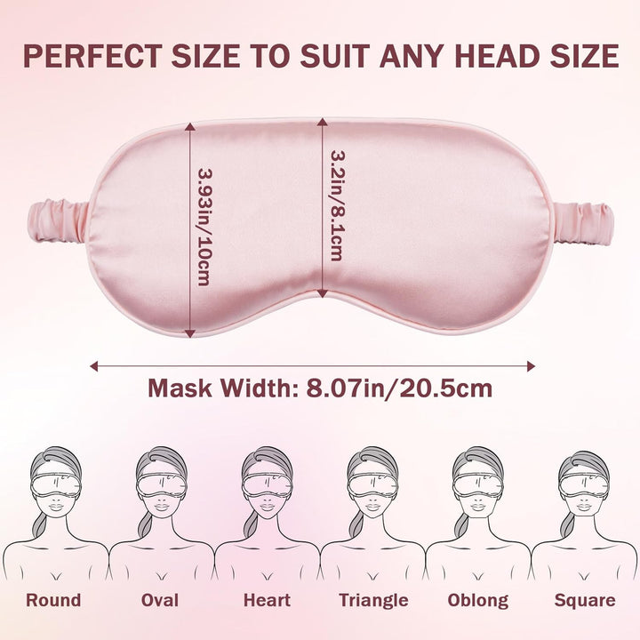 Translation missing: en.Silk Sleep Mask Set of 2, Adjustable Silk Eye Mask for Sleeping, Soft Sleeping Eye Shade Cover for Women, Good for Blocking Light, Reducing Puffiness, Enhancing Sleep Quality (Pink &amp; Black)