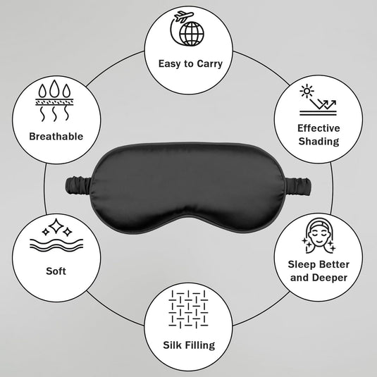 Translation missing: en.Silk Sleep Mask Set of 2, Adjustable Silk Eye Mask for Sleeping, Soft Sleeping Eye Shade Cover for Women, Good for Blocking Light, Reducing Puffiness, Enhancing Sleep Quality (Pink &amp; Black)