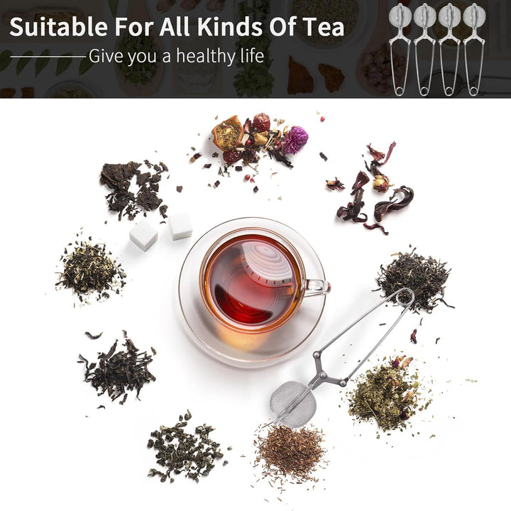 Translation missing: en.Tea Strainers for Loose Tea, 4 Pack Tea Infuser with Handle Fine Mesh Tea Ball Filter Tea Diffusers Steeper for Loose Leaf Tea, Spices, Seasonings