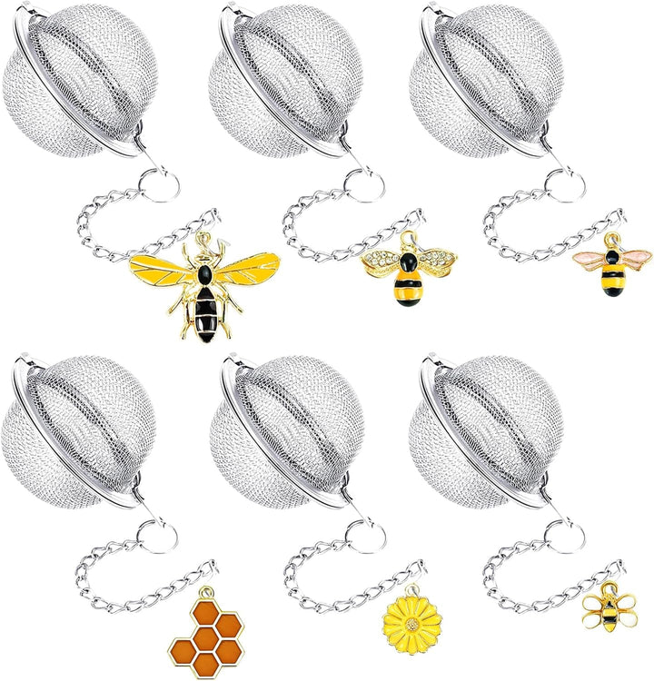 Translation missing: en.6Pcs Stainless Steel Mesh Tea Infuser, 2.1 inch Tea Strainer with Honey Bee Set Pendant, Tea Ball Tea Diffuser Tea Steeper for Filtering Tea,Tea Infusers for Loose Tea