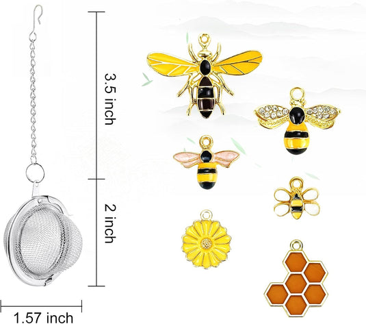 Translation missing: en.6Pcs Stainless Steel Mesh Tea Infuser, 2.1 inch Tea Strainer with Honey Bee Set Pendant, Tea Ball Tea Diffuser Tea Steeper for Filtering Tea,Tea Infusers for Loose Tea