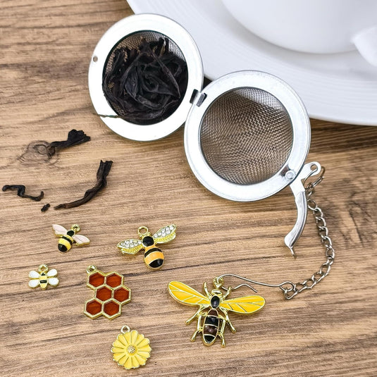 Translation missing: en.6Pcs Stainless Steel Mesh Tea Infuser, 2.1 inch Tea Strainer with Honey Bee Set Pendant, Tea Ball Tea Diffuser Tea Steeper for Filtering Tea,Tea Infusers for Loose Tea