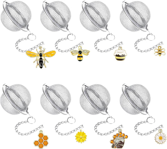 Translation missing: en.8Pcs Tea Ball,2.1 inch Tea Infuser for Loose Leaf Tea,Teas Strainer with Honey Bee Set Pendant,Loose Leaf Teas Steeper for Flavoring Herbal Spices and Seasonings