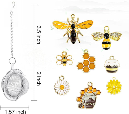 Translation missing: en.8Pcs Tea Ball,2.1 inch Tea Infuser for Loose Leaf Tea,Teas Strainer with Honey Bee Set Pendant,Loose Leaf Teas Steeper for Flavoring Herbal Spices and Seasonings
