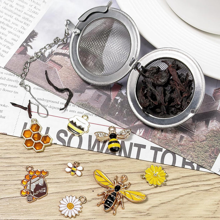 Translation missing: en.8Pcs Tea Ball,2.1 inch Tea Infuser for Loose Leaf Tea,Teas Strainer with Honey Bee Set Pendant,Loose Leaf Teas Steeper for Flavoring Herbal Spices and Seasonings